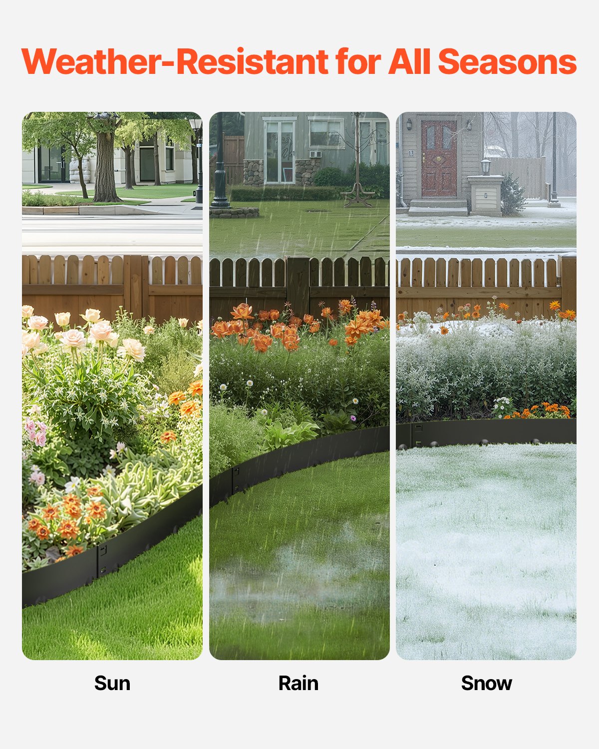 Steel Landscape Edging, 5 Packs 990 x 207 mm Rust-Resistant Metal Landscape Edging, Bendable Garden Edging V952-DXGJSPZ5PCS3W4HOLV0