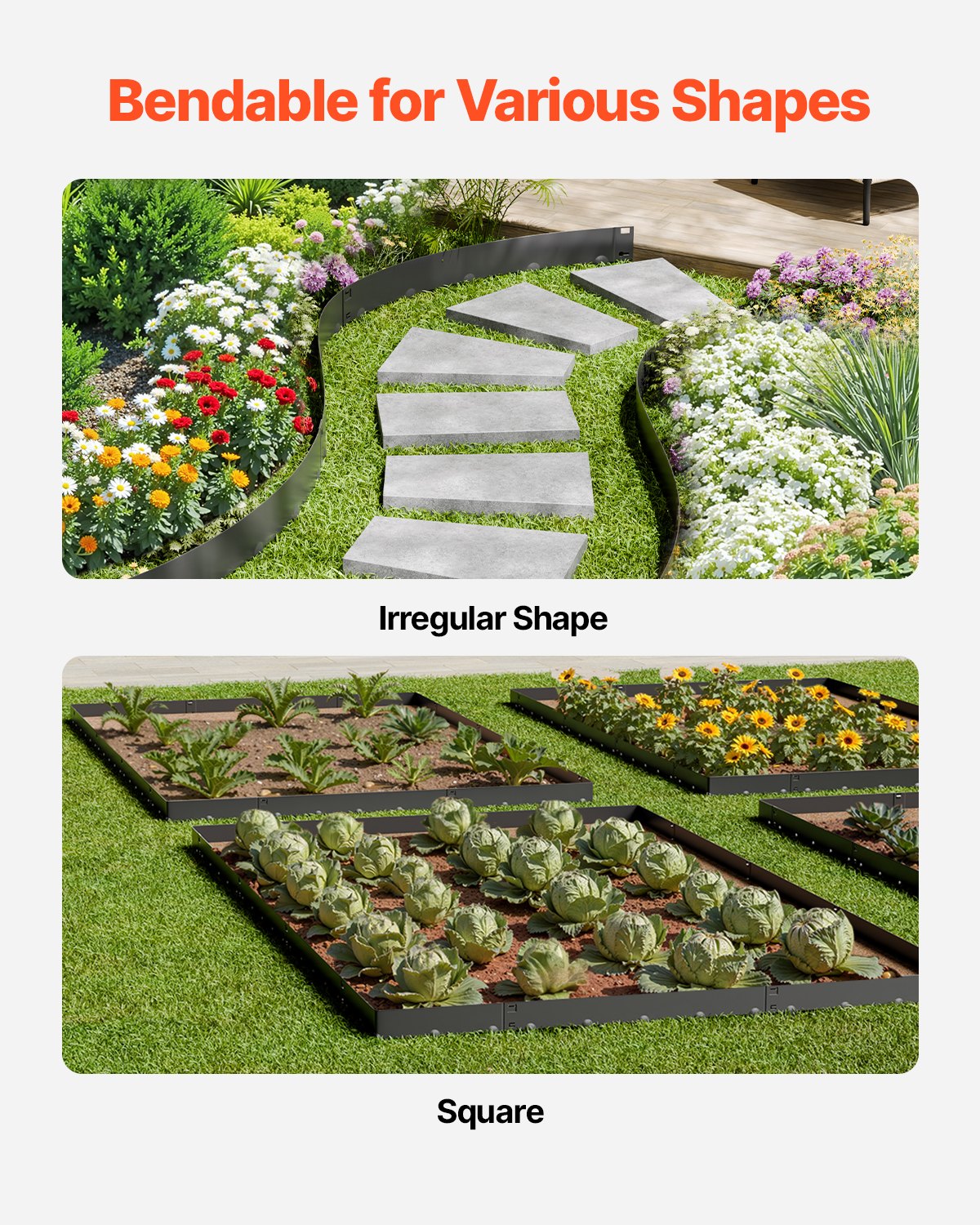 Steel Landscape Edging, 5 Packs 990 x 207 mm Rust-Resistant Metal Landscape Edging, Bendable Garden Edging V952-DXGJSPZ5PCS3W4HOLV0