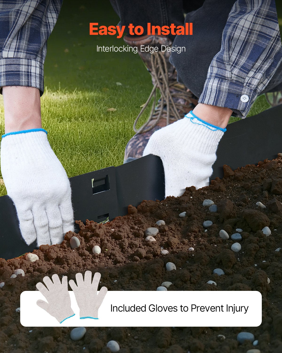Steel Landscape Edging, 5 Packs 990 x 207 mm Rust-Resistant Metal Landscape Edging, Bendable Garden Edging V952-DXGJSPZ5PCS3W4HOLV0