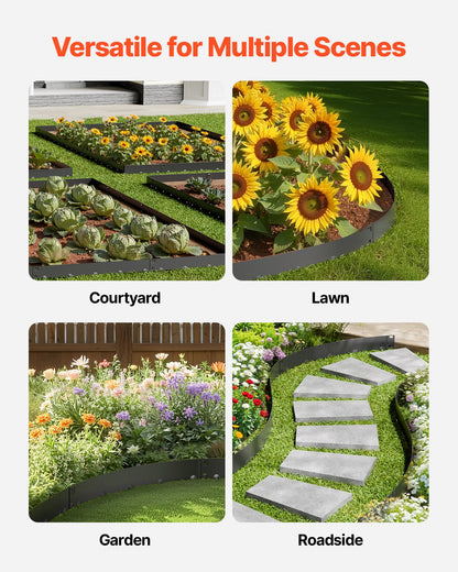 Steel Landscape Edging, 5 Packs 990 x 207 mm Rust-Resistant Metal Landscape Edging, Bendable Garden Edging V952-DXGJSPZ5PCS3W4HOLV0