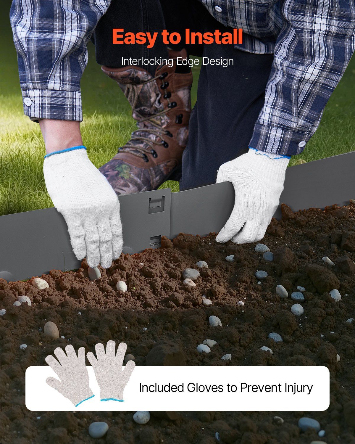 Steel Landscape Edging, 5 Packs 990 x 207 mm Rust-Resistant Metal Landscape Edging, Bendable Garden Edging V952-DXGJSPZ5PCS3XI96GV0