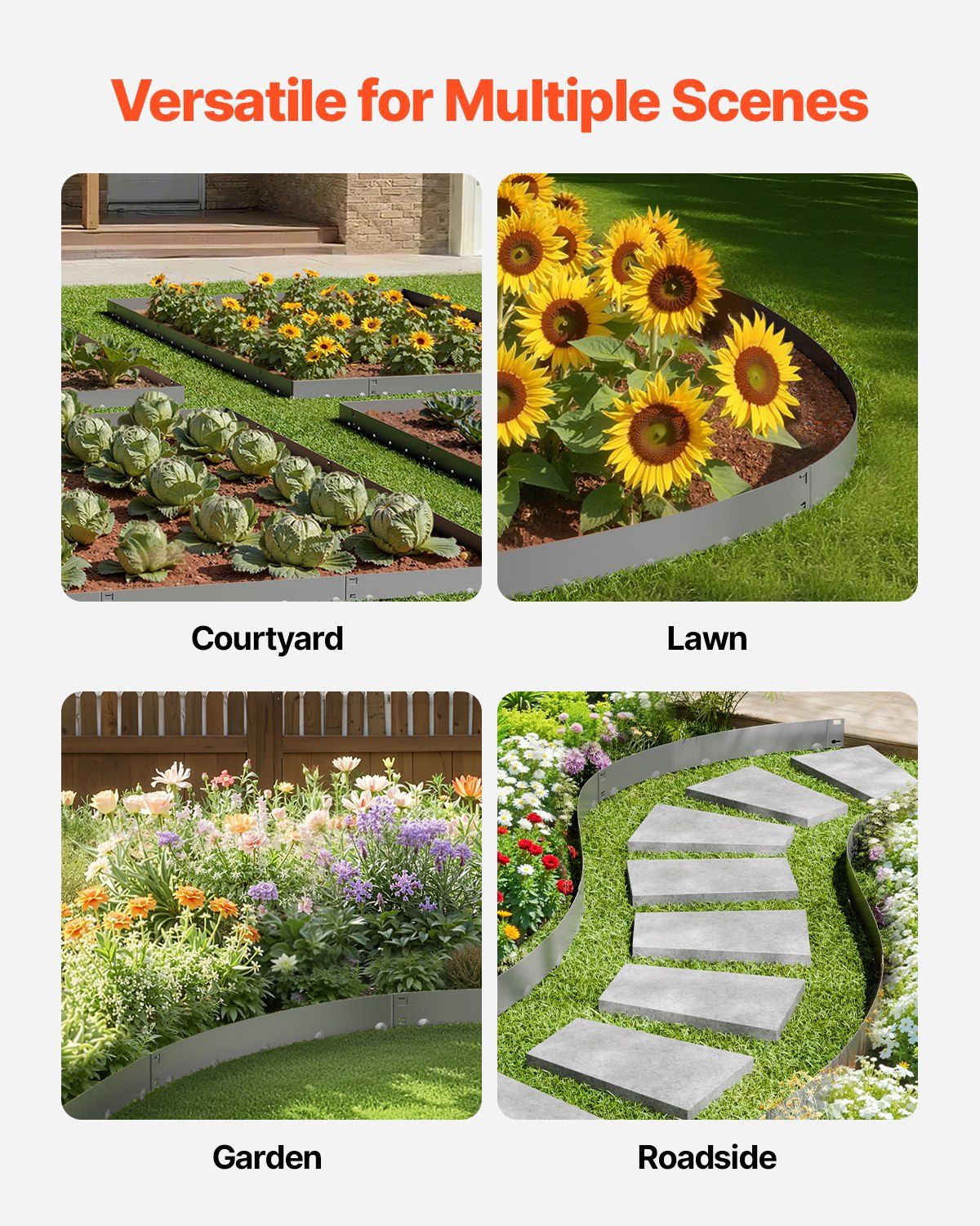 Steel Landscape Edging, 5 Packs 990 x 207 mm Rust-Resistant Metal Landscape Edging, Bendable Garden Edging V952-DXGJSPZ5PCS3XI96GV0