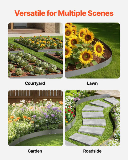 Steel Landscape Edging, 5 Packs 990 x 207 mm Rust-Resistant Metal Landscape Edging, Bendable Garden Edging V952-DXGJSPZ5PCS3XI96GV0