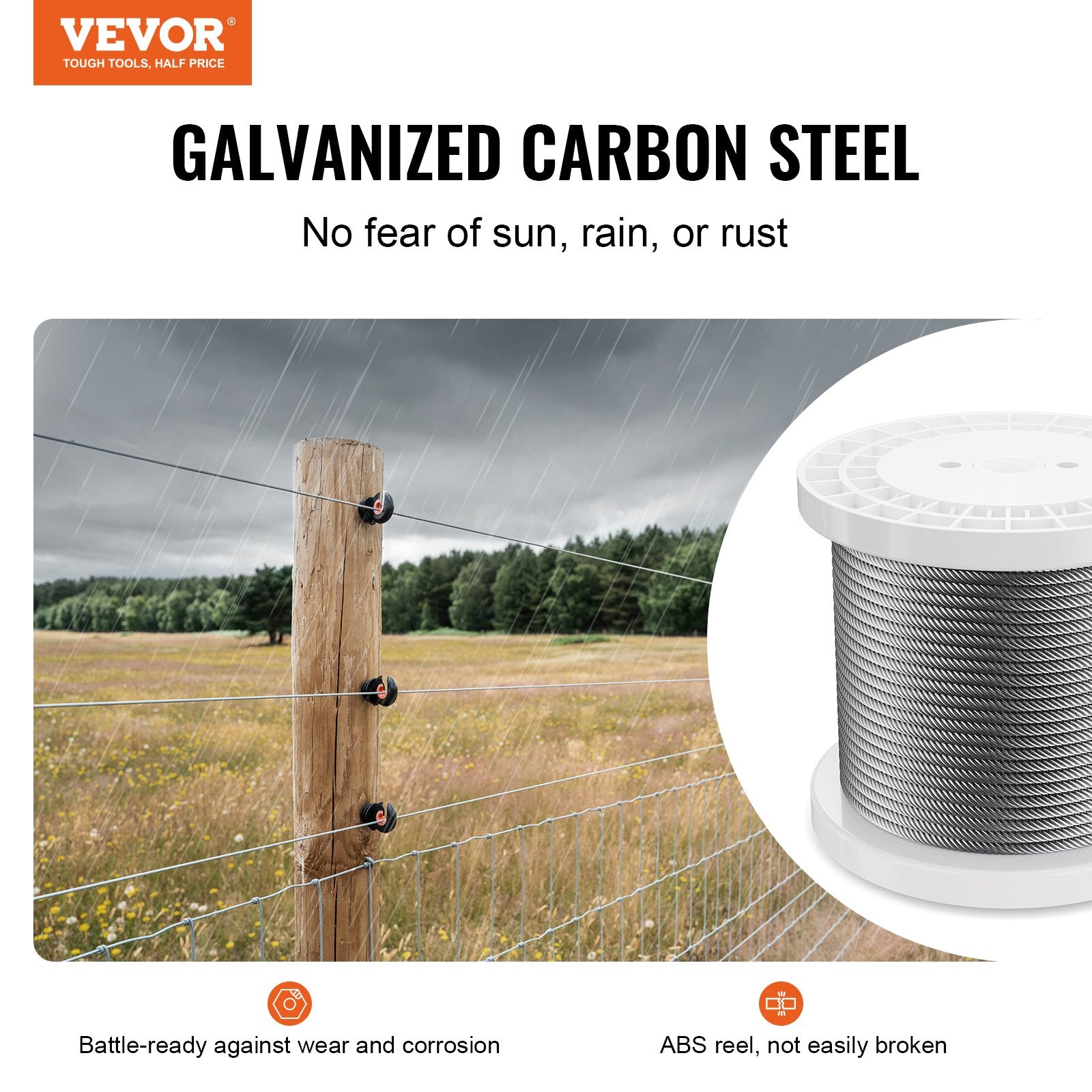 Carbon Steel Cable 6.35 mm 7 x 19 Steel Wire Rope 76.2 m Cable Railing V952-DXGSSDXQT14I95RCZV0