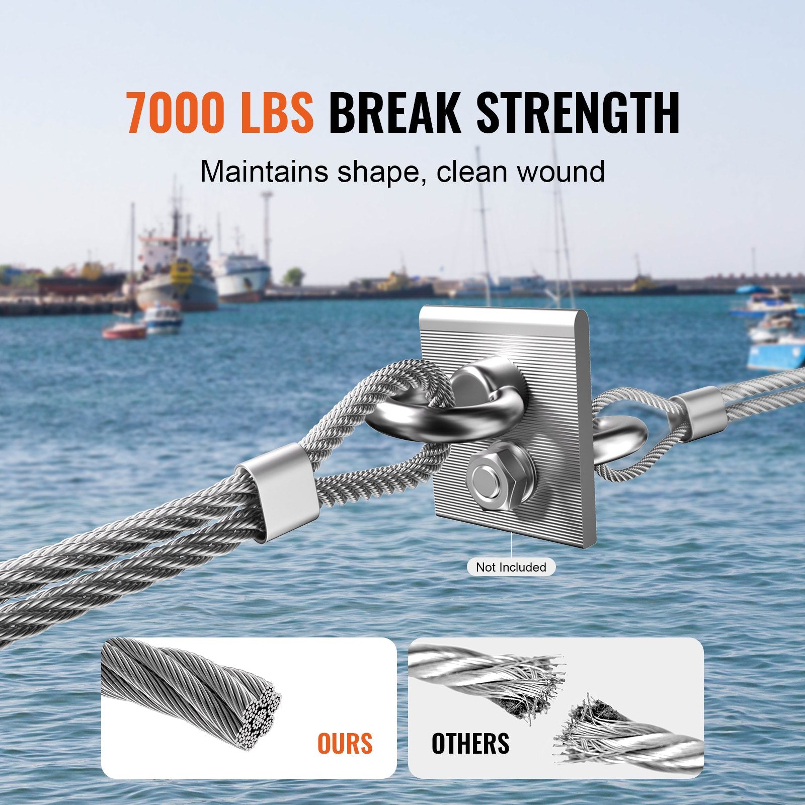 Carbon Steel Cable 6.35 mm 7 x 19 Steel Wire Rope 76.2 m Cable Railing V952-DXGSSDXQT14I95RCZV0