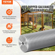 Hardware Cloth, 12.7mm 610mmx7.62m 19 Gauge, Hot Dipped Galvanized Wire Mesh Roll, Chicken Wire Fencing, Wire V952-DXGSWL24IN25CF4GSV0