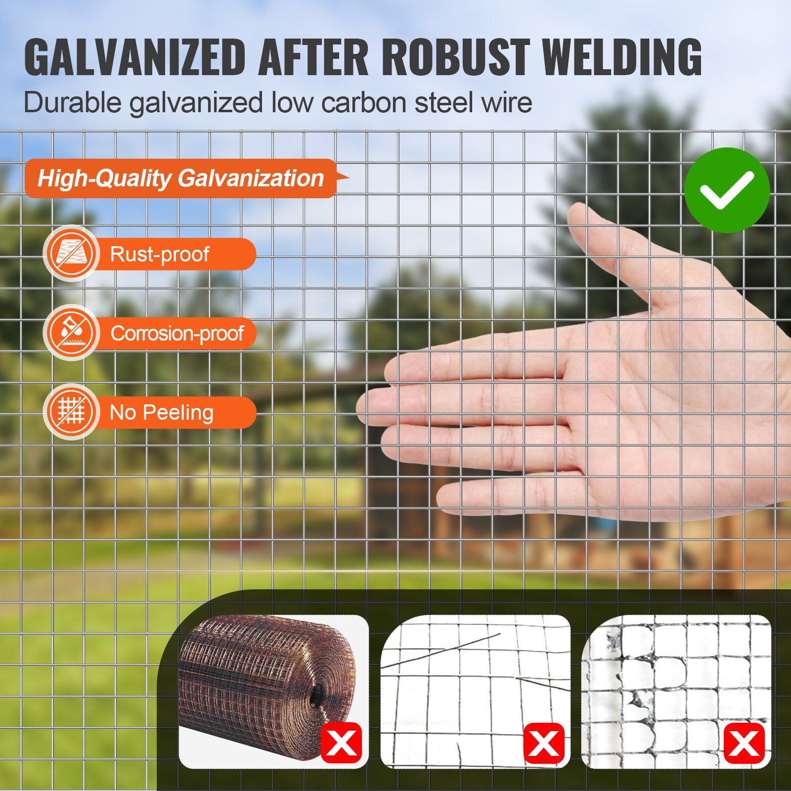 Hardware Cloth, 12.7mm 610mmx7.62m 19 Gauge, Hot Dipped Galvanized Wire Mesh Roll, Chicken Wire Fencing, Wire V952-DXGSWL24IN25CF4GSV0