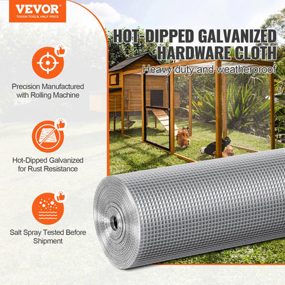 Hardware Cloth, 1/4 inch 36in x 100 ft 23 Gauge, Hot Dipped Galvanized Wire Mesh Roll, Chicken Wire Fencing, V952-DXGSWL36IN10L6KS7V0