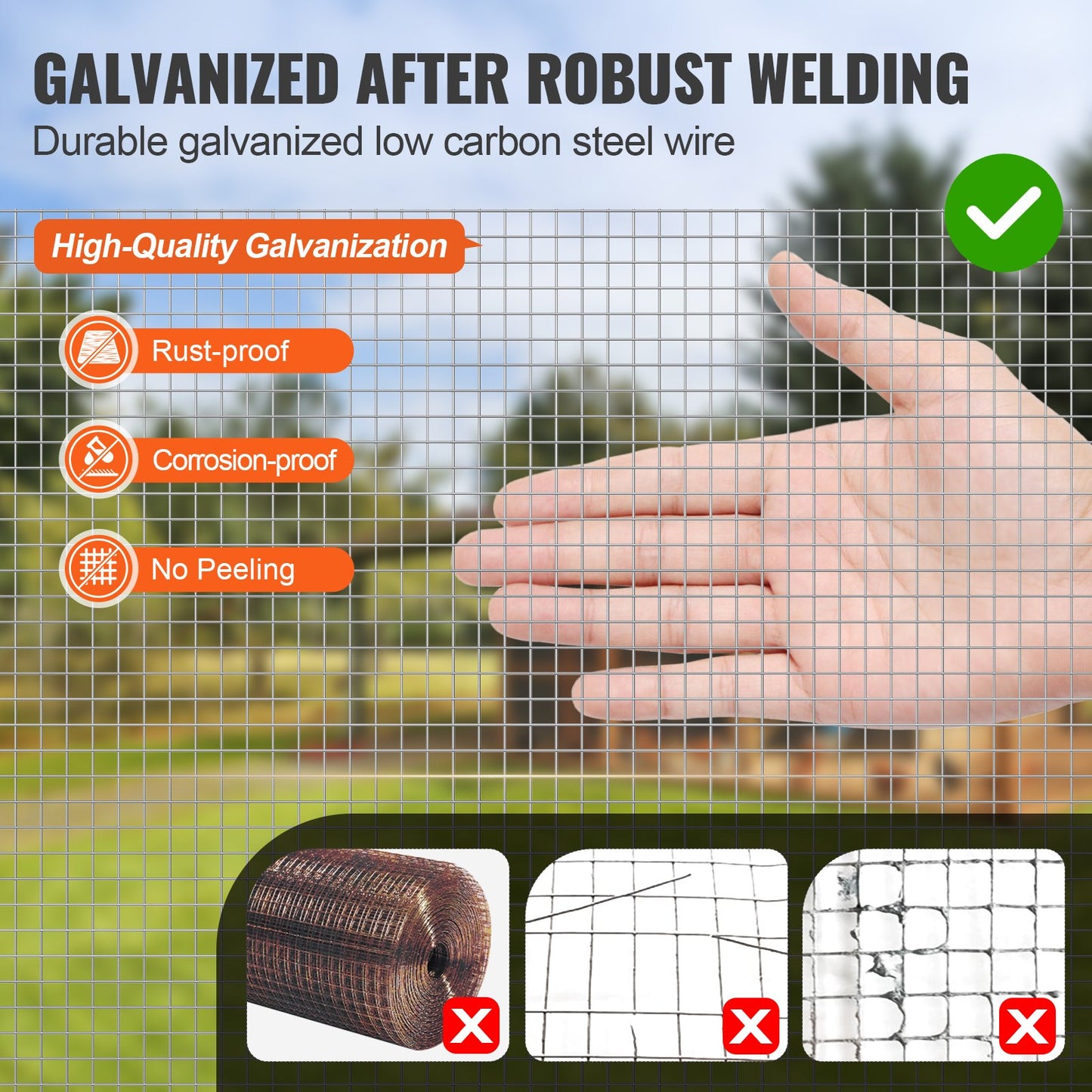 Hardware Cloth, 1/4 inch 36in x 100 ft 23 Gauge, Hot Dipped Galvanized Wire Mesh Roll, Chicken Wire Fencing, V952-DXGSWL36IN10L6KS7V0