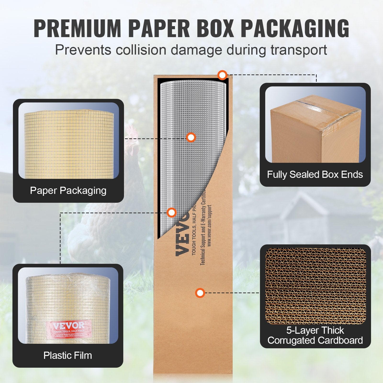 Hardware Cloth, 1/4 inch 36in x 100 ft 23 Gauge, Hot Dipped Galvanized Wire Mesh Roll, Chicken Wire Fencing, V952-DXGSWL36IN10L6KS7V0