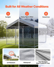 Outdoor Dog Kennel, 2 x 2 x 1.6 m Large Dog Kennel with Secure Lock, Outside Dogs Enclosures with V952-DXHWQSYS6565NAQH5002V0