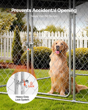 Outdoor Dog Kennel, 2 x 2 x 1.6 m Large Dog Kennel with Secure Lock, Outside Dogs Enclosures with V952-DXHWQSYS6565NAQH5002V0