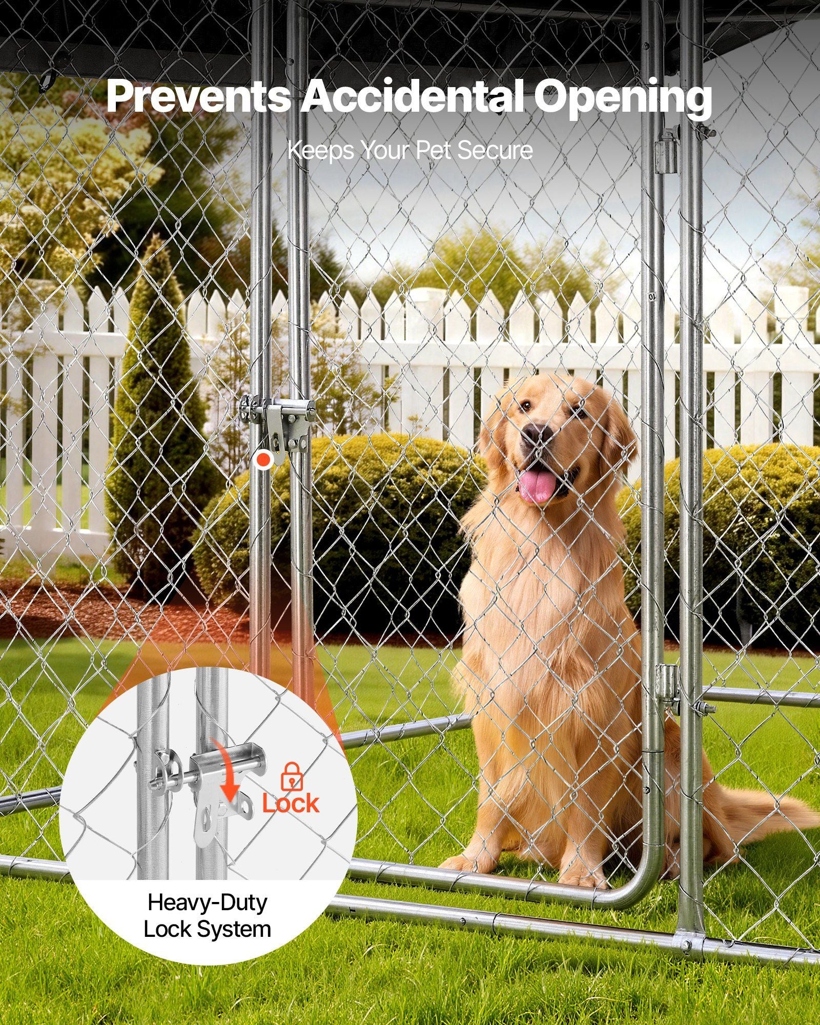 Outdoor Dog Kennel, 2 x 2 x 1.6 m Large Dog Kennel with Secure Lock, Outside Dogs Enclosures with V952-DXHWQSYS6565NAQH5002V0