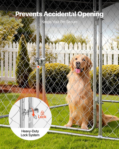 Outdoor Dog Kennel, 2 x 2 x 1.6 m Large Dog Kennel with Secure Lock, Outside Dogs Enclosures with V952-DXHWQSYS6565NAQH5002V0