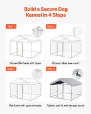 Outdoor Dog Kennel, 2 x 2 x 1.6 m Large Dog Kennel with Secure Lock, Outside Dogs Enclosures with V952-DXHWQSYS6565NAQH5002V0
