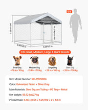 Outdoor Dog Kennel, 2 x 2 x 1.6 m Large Dog Kennel with Secure Lock, Outside Dogs Enclosures with V952-DXHWQSYS6565NAQH5002V0