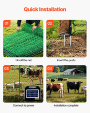 Electric Fence Netting, 0.88 x 49.98 m, PE Net Fencing with Posts & Double-Spiked Stakes, Utility Portable V952-DXJCWLW35IN1ED6DAV9
