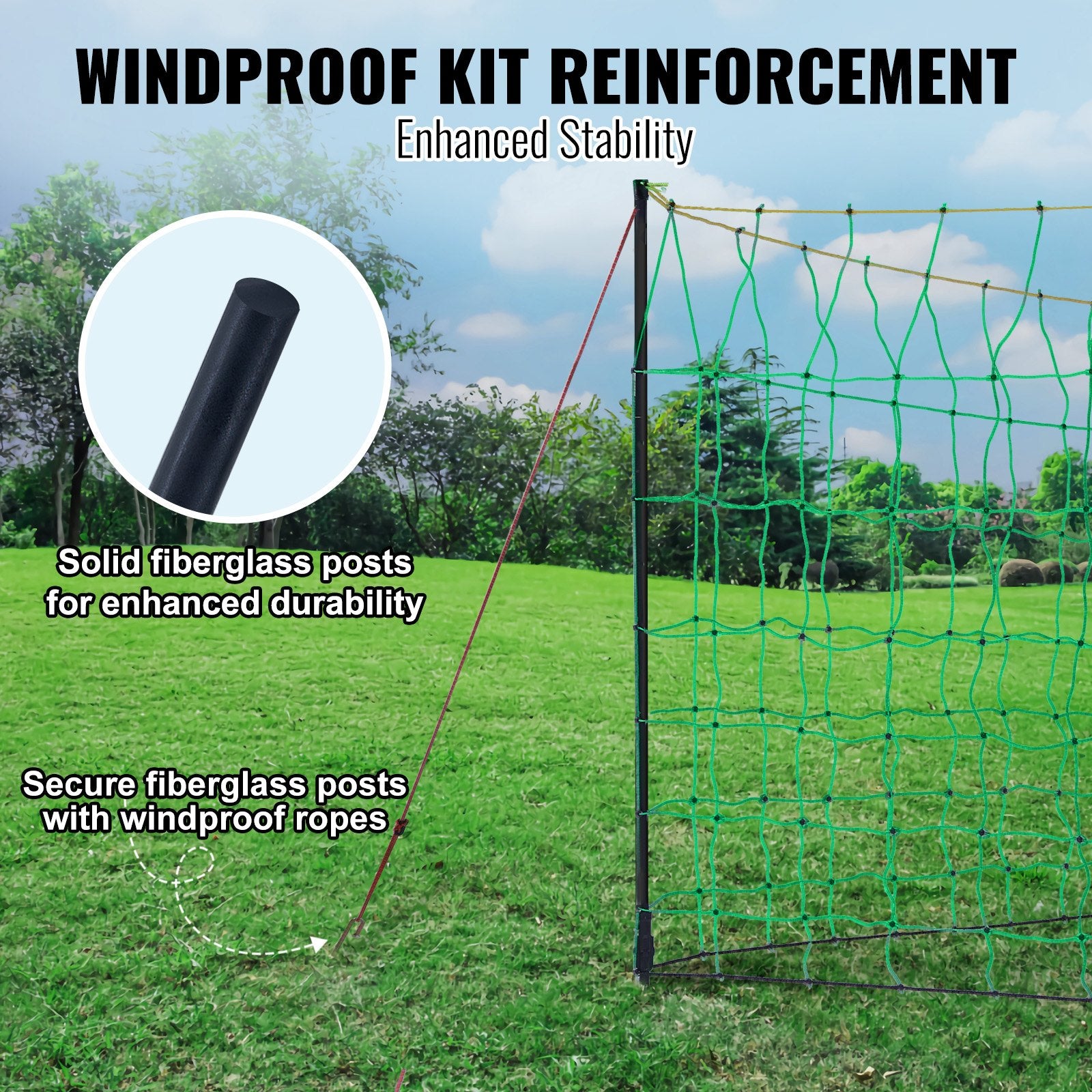Electric Fence Netting, 1.06 x 49.98 m, PE Net Fencing with Posts & Double-Spiked Stakes, Utility Portable V952-DXJCWLW42IN1LYCCLV9