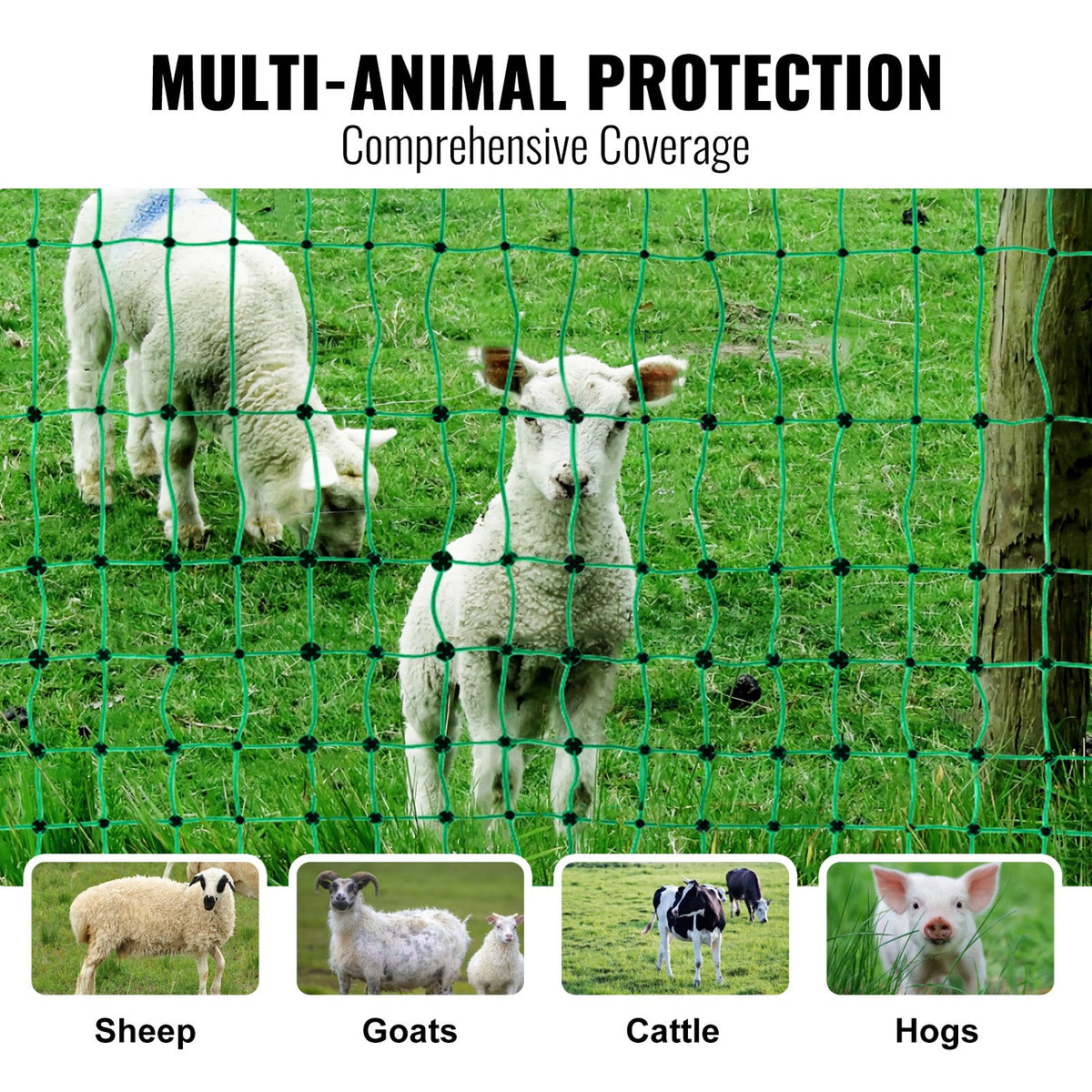 Electric Fence Netting, 1.06 x 49.98 m, PE Net Fencing with Posts & Double-Spiked Stakes, Utility Portable V952-DXJCWLW42IN1LYCCLV9