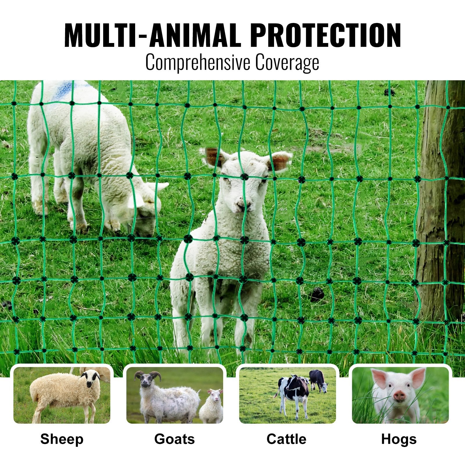 Electric Fence Netting, 1.06 x 49.98 m, PE Net Fencing with Posts & Double-Spiked Stakes, Utility Portable V952-DXJCWLW42IN1LYCCLV9