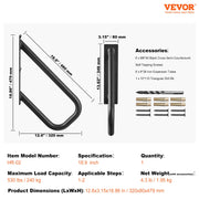 Handrails for Outdoor Steps, 18.9" Length 1.3"Pipe Wall Mount Safety Railings for 1-2 Steps, Stair Handrail V952-DXSBSHS189INS1J6YV0