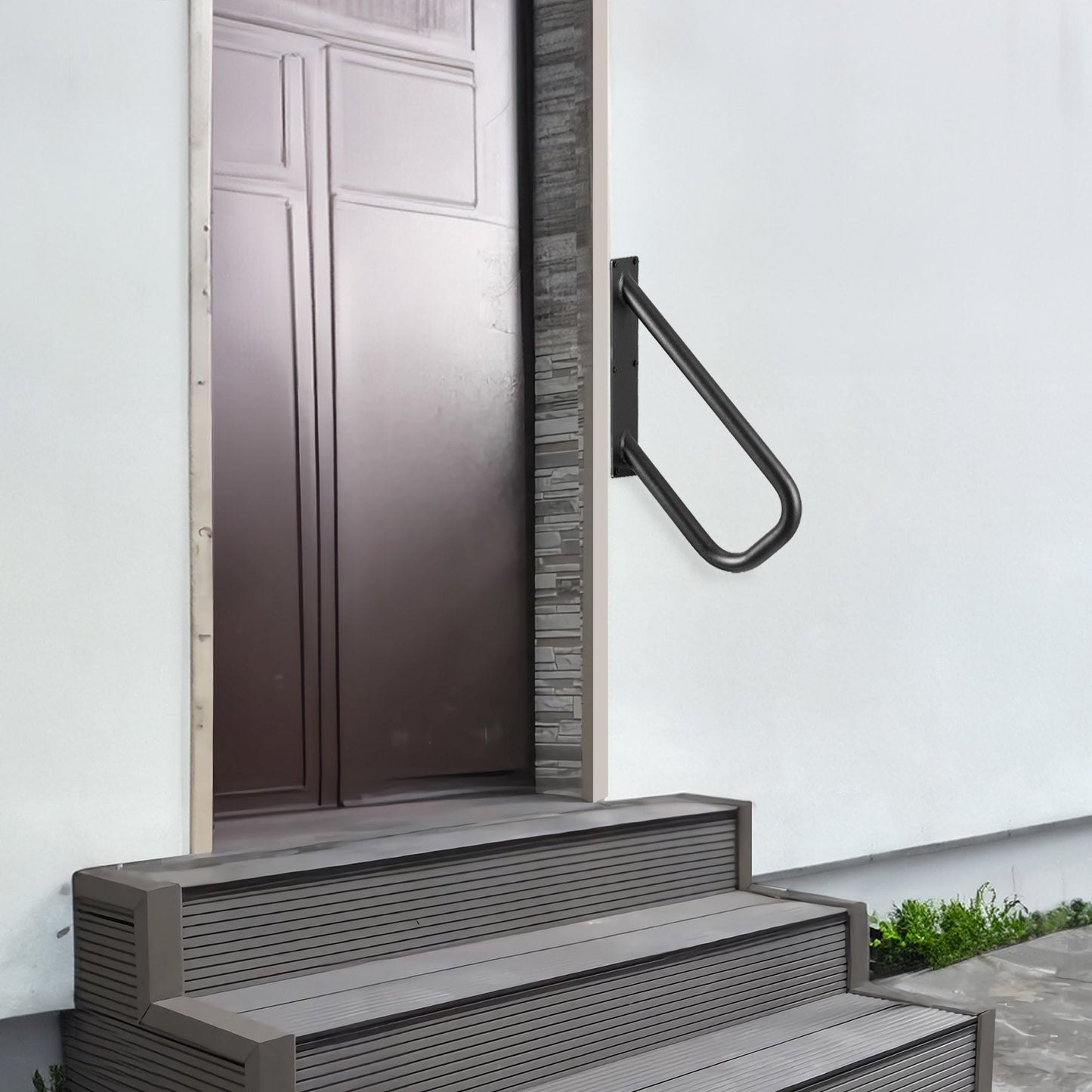 Handrails for Outdoor Steps, 18.9" Length 1.3"Pipe Wall Mount Safety Railings for 1-2 Steps, Stair Handrail V952-DXSBSHS189INS1J6YV0