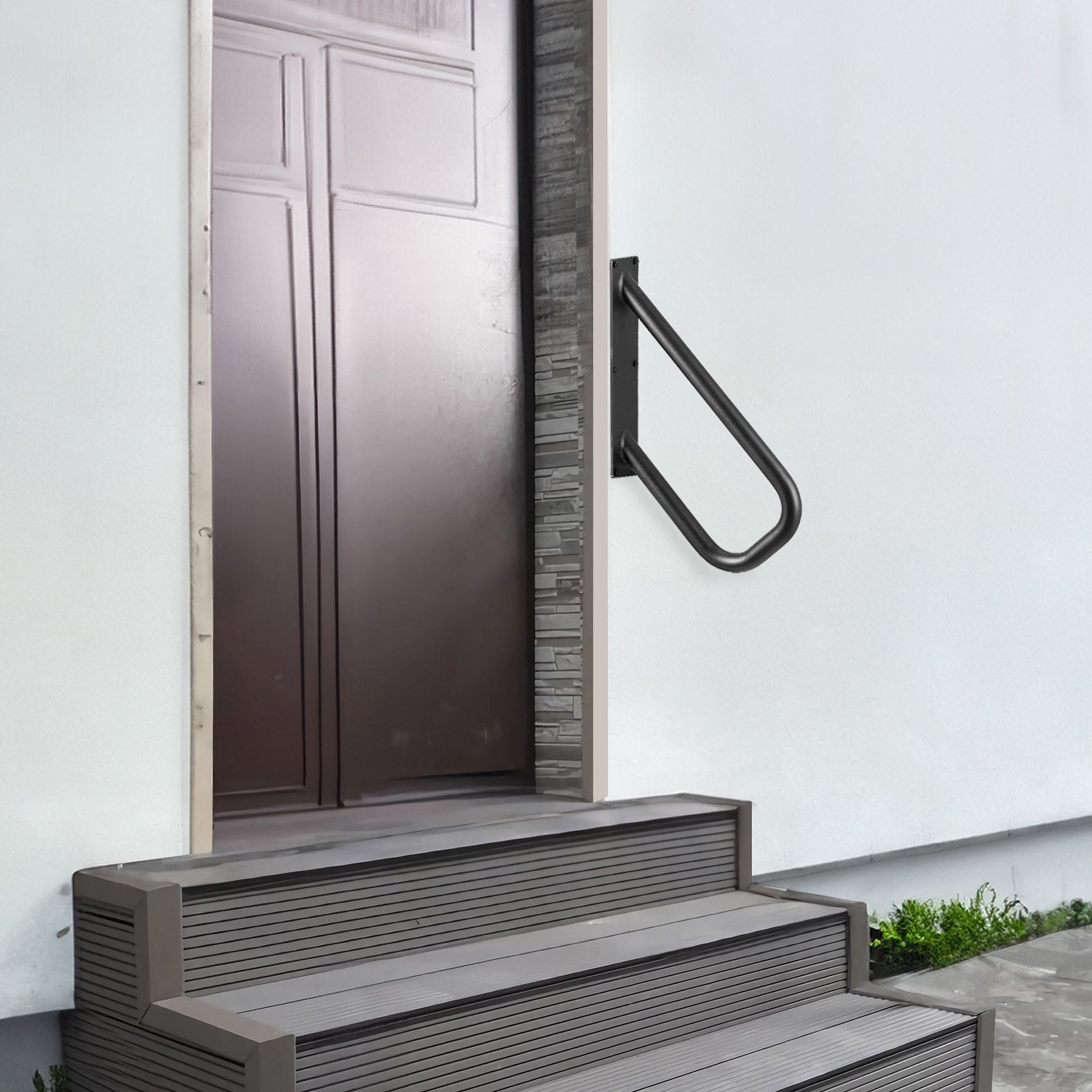 Handrails for Outdoor Steps, 18.9" Length 1.3"Pipe Wall Mount Safety Railings for 1-2 Steps, Stair Handrail V952-DXSBSHS189INS1J6YV0