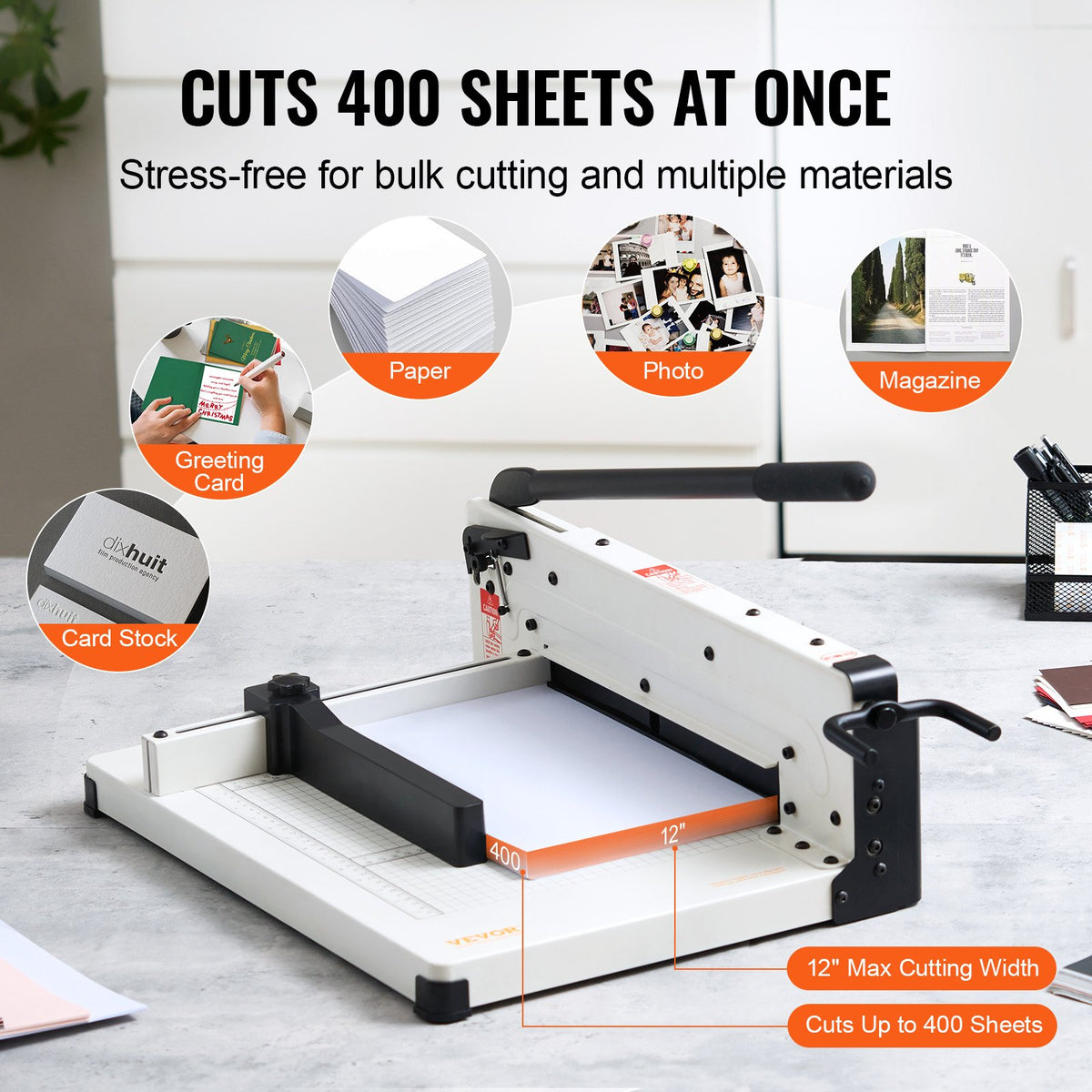 Heavy Duty Paper Cutter, 304.8 mm Industrial Commercial Guillotine Paper Cutter for A4 Paper, 400 Sheet V952-DXSDDTTSQZJH25AJWV0