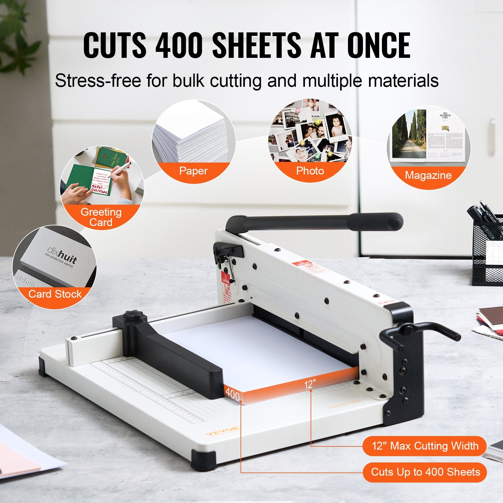 Heavy Duty Paper Cutter, 304.8 mm Industrial Commercial Guillotine Paper Cutter for A4 Paper, 400 Sheet V952-DXSDDTTSQZJH25AJWV0
