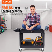Utility Service Cart, 2 Shelf 550LBS Heavy Duty Plastic Rolling Utility Cart with 360 degrees Swivel Wheels V952-DXSLSYTCDXCD2ZRGNV0