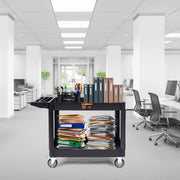 Utility Service Cart, 2 Shelf 550LBS Heavy Duty Plastic Rolling Utility Cart with 360 degrees Swivel Wheels V952-DXSLSYTCDXCD2ZRGNV0