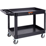 Utility Service Cart, 2 Shelf 550LBS Heavy Duty Plastic Rolling Utility Cart with 360 degrees Swivel Wheels V952-DXSLSYTCDXCD2ZRGNV0