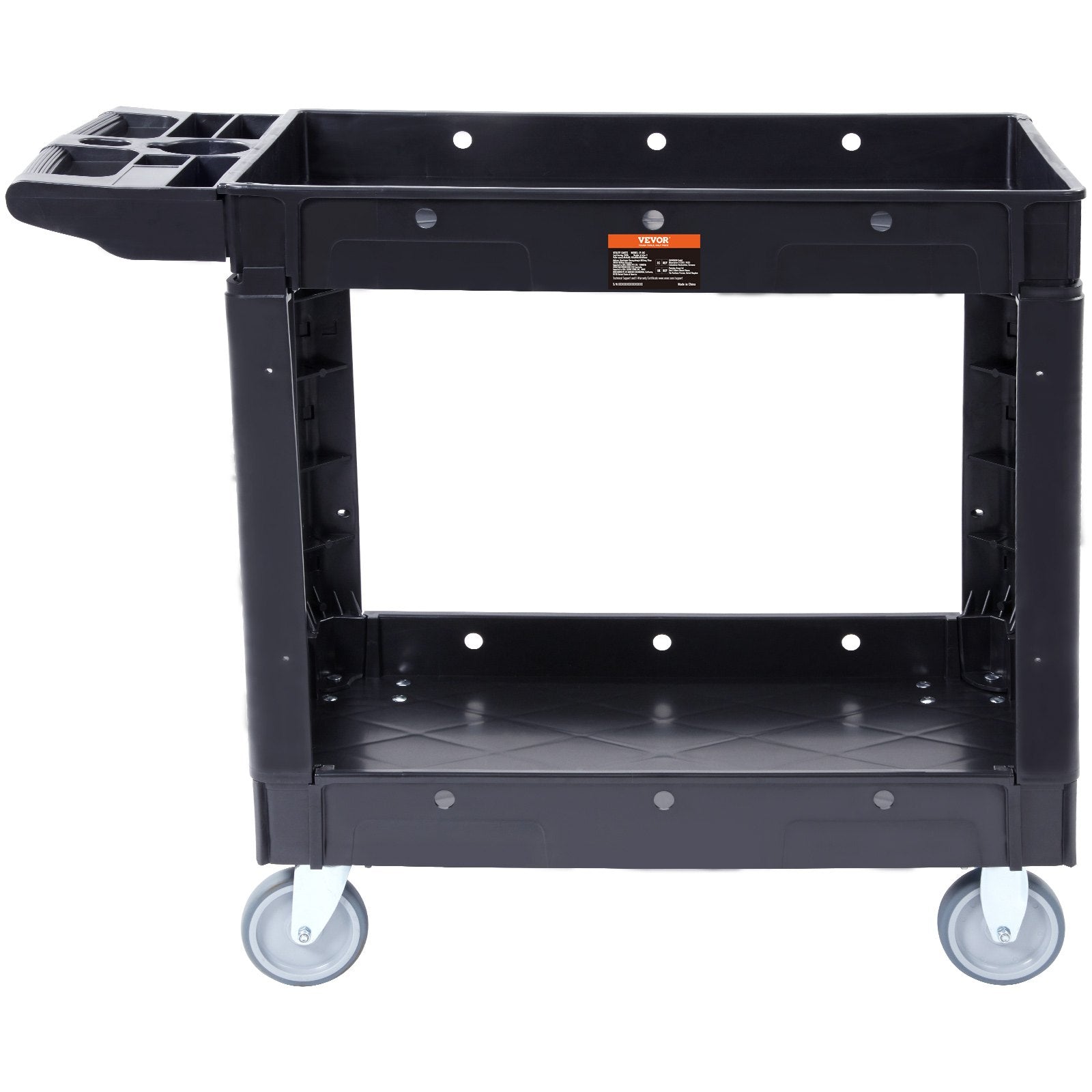 Utility Service Cart, 2 Shelf 550LBS Heavy Duty Plastic Rolling Utility Cart with 360 degrees Swivel Wheels, V952-DXSLSYTCDXCX2WXI2V0