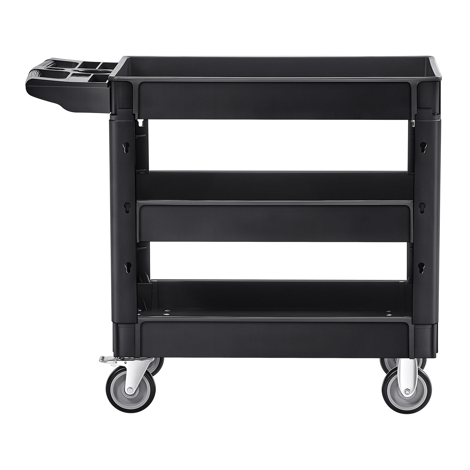 Utility Service Cart, 550 LBS Laod Capacity, 3 Shelf Heavy Duty Plastic Rolling Utility Cart with 360 degrees V952-DXSLSYTCDXCX3K5H9V0
