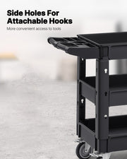 Utility Service Cart, 550 LBS Laod Capacity, 3 Shelf Heavy Duty Plastic Rolling Utility Cart with 360 degrees V952-DXSLSYTCDXCX3K5H9V0