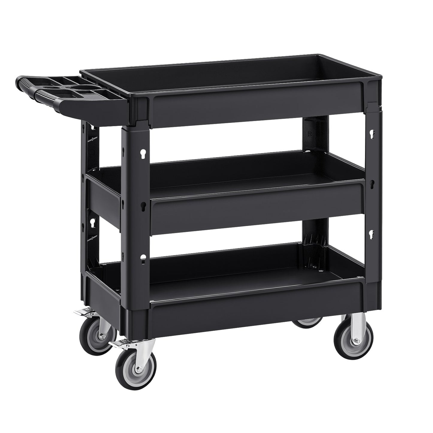 Utility Service Cart, 550 LBS Laod Capacity, 3 Shelf Heavy Duty Plastic Rolling Utility Cart with 360 degrees V952-DXSLSYTCDXCX3K5H9V0