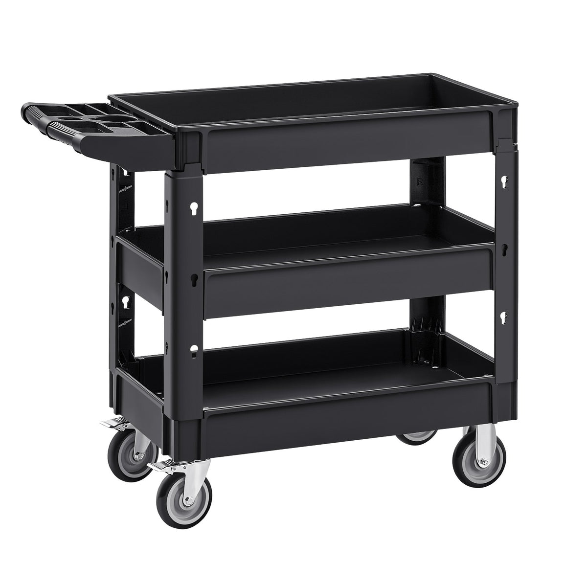 Utility Service Cart, 550 LBS Laod Capacity, 3 Shelf Heavy Duty Plastic Rolling Utility Cart with 360 degrees V952-DXSLSYTCDXCX3K5H9V0