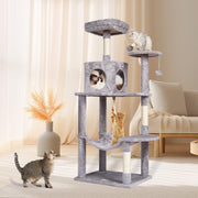 Cat Tree 143 cm Cat Tower with Cat Condo Sisal Scratching Post Light Grey V952-DXSMS6C1FQH0BQP06V0