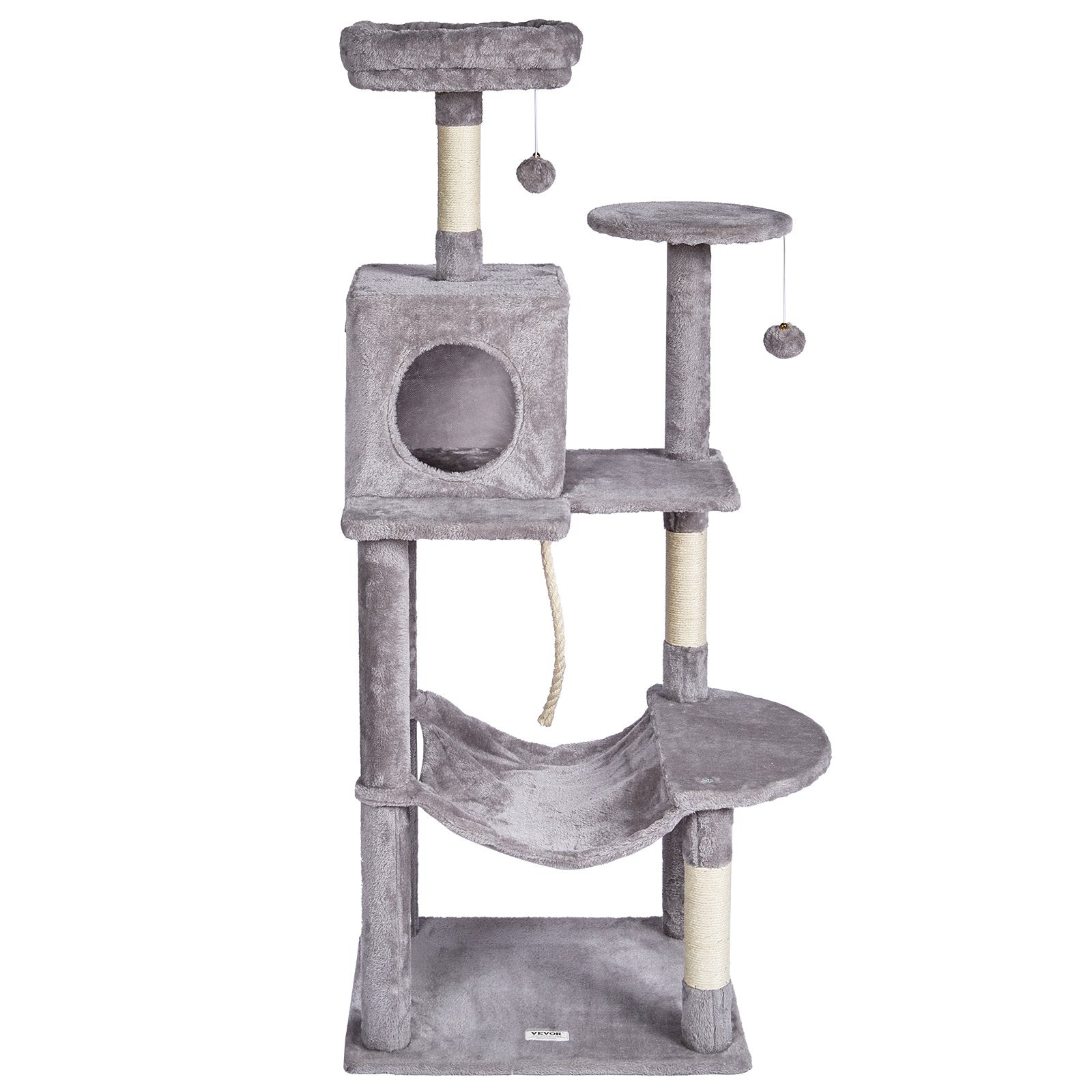 Cat Tree 143 cm Cat Tower with Cat Condo Sisal Scratching Post Light Grey V952-DXSMS6C1FQH0BQP06V0