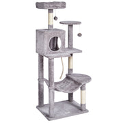 Cat Tree 143 cm Cat Tower with Cat Condo Sisal Scratching Post Light Grey V952-DXSMS6C1FQH0BQP06V0