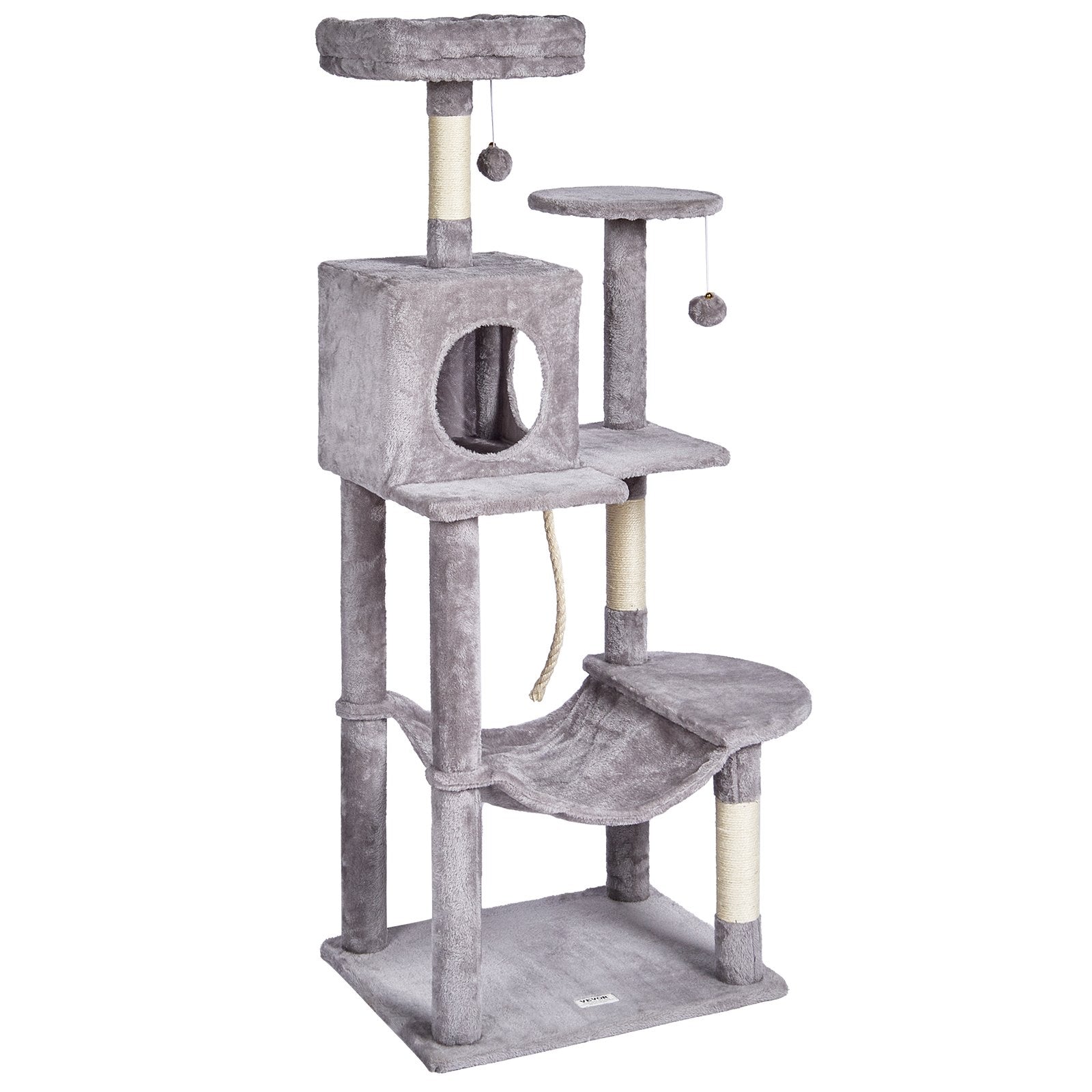 Cat Tree 143 cm Cat Tower with Cat Condo Sisal Scratching Post Light Grey V952-DXSMS6C1FQH0BQP06V0
