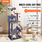 Cat Tree 143 cm Cat Tower with Cat Condo Sisal Scratching Post Dark Grey V952-DXSMS6C1FSH0P76KKV0