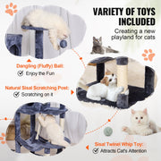 Cat Tree 143 cm Cat Tower with Cat Condo Sisal Scratching Post Dark Grey V952-DXSMS6C1FSH0P76KKV0
