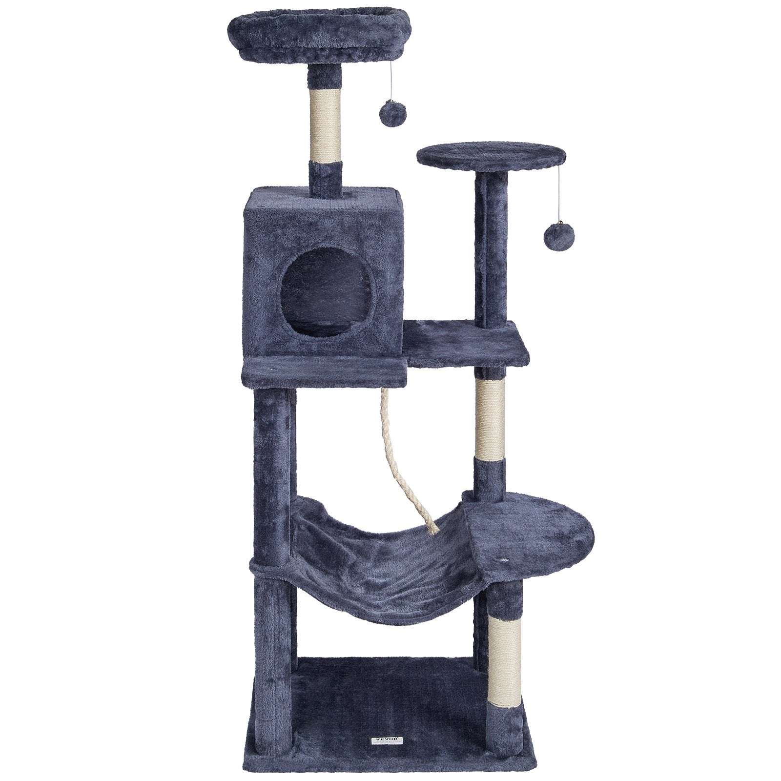 Cat Tree 143 cm Cat Tower with Cat Condo Sisal Scratching Post Dark Grey V952-DXSMS6C1FSH0P76KKV0