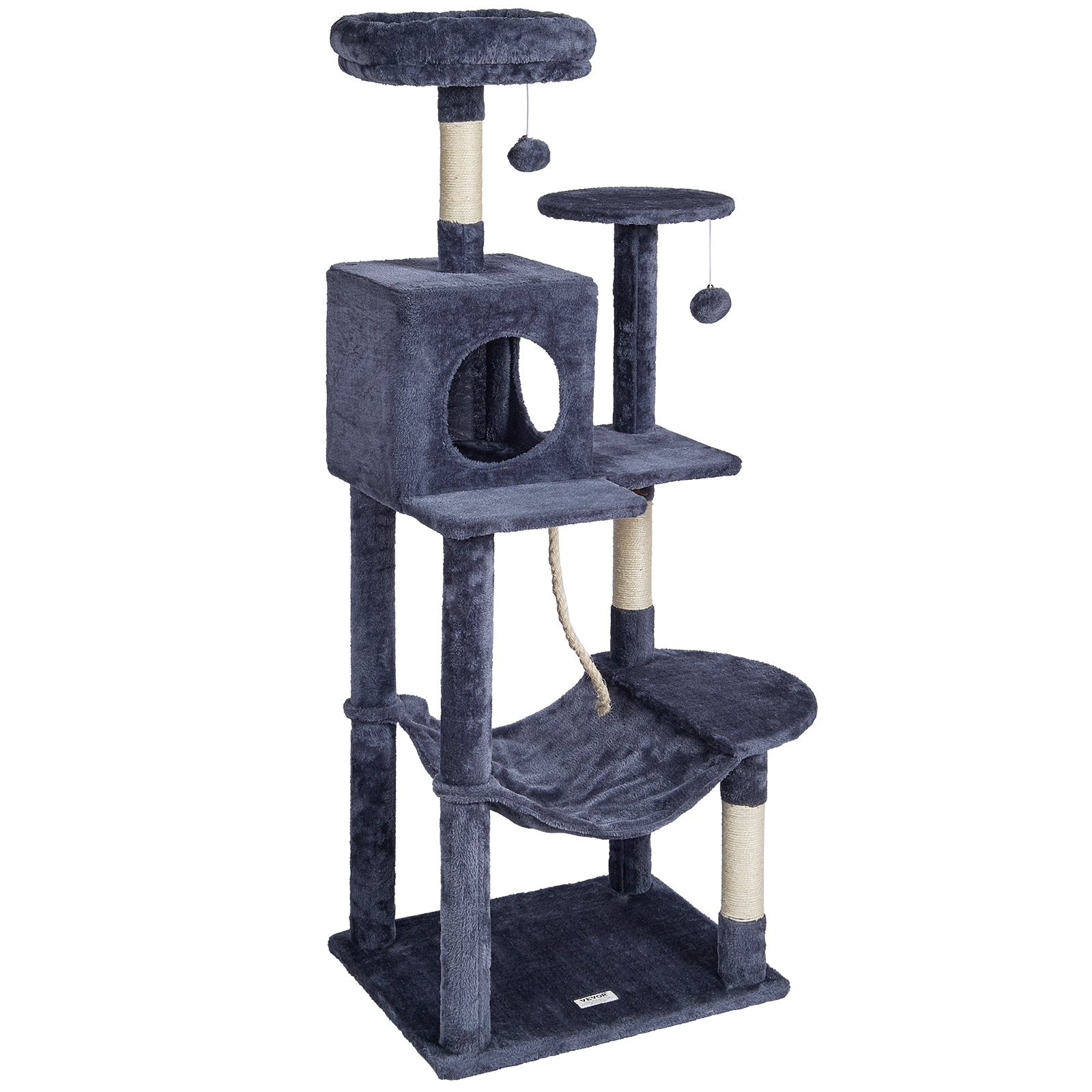 Cat Tree 143 cm Cat Tower with Cat Condo Sisal Scratching Post Dark Grey V952-DXSMS6C1FSH0P76KKV0