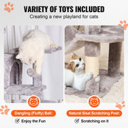 Cat Tree 160 cm Cat Tower with 2 Cat Condos Scratching Post Light Grey V952-DXSMS7C2FQH0PX1IIV0