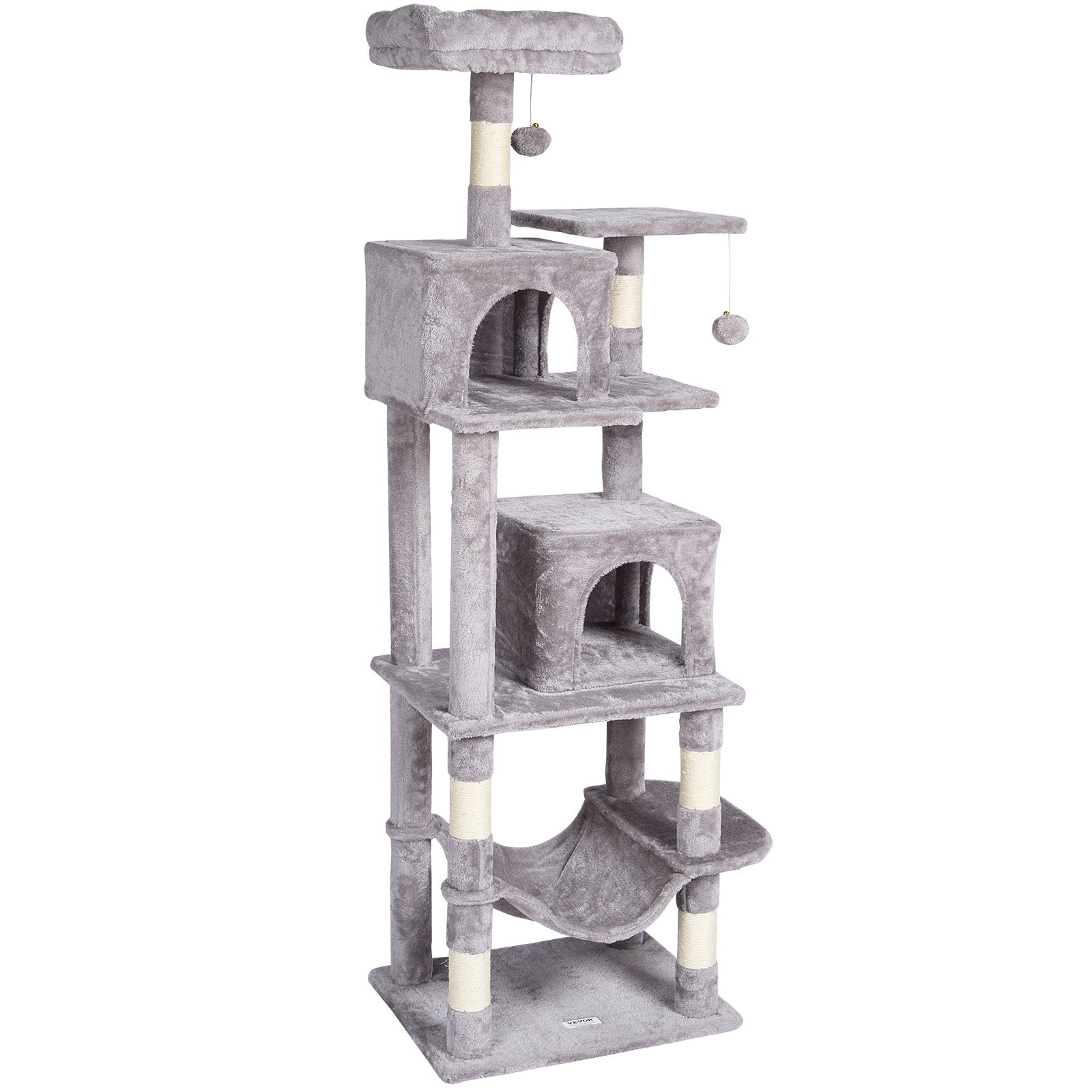 Cat Tree 160 cm Cat Tower with 2 Cat Condos Scratching Post Light Grey V952-DXSMS7C2FQH0PX1IIV0