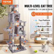 Cat Tree 174 cm Cat Tower with Cat Condos Sisal Scratching Post Light Grey V952-DXSMS8C2FQH03S5QHV0