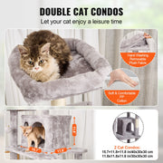 Cat Tree 174 cm Cat Tower with Cat Condos Sisal Scratching Post Light Grey V952-DXSMS8C2FQH03S5QHV0