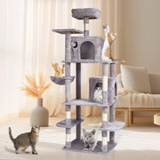 Cat Tree 174 cm Cat Tower with Cat Condos Sisal Scratching Post Light Grey V952-DXSMS8C2FQH03S5QHV0